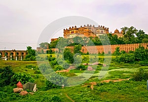 Popular historical monuments in Orchha, Jahangir Mahal, Madhyapradesh, India Â 